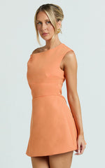 Claire Mini Dress - Tipped Shoulder Tulip Skirt Dress in Sherbet