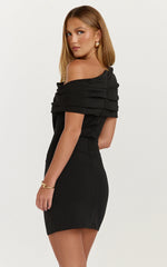 Kairose Mini Dress - Asymmetrical Sleeve Dress in Black