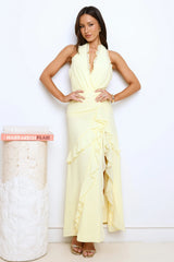 Saucy Secrets Halter Maxi Dress Yellow