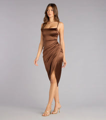 Madelyn Satin Lace-Up Midi Formal Dress