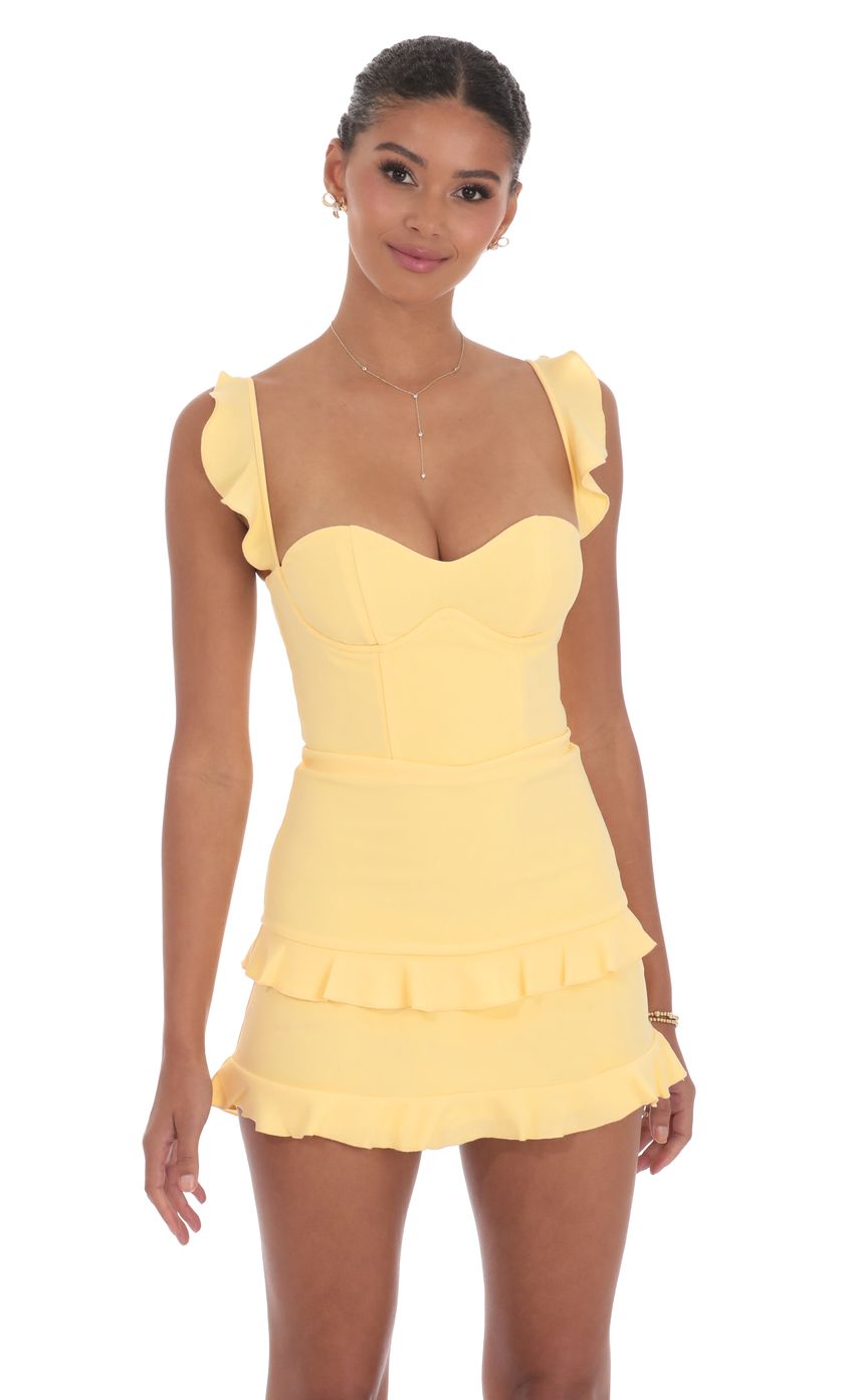 Ruffle Bodycon Dress in Yellow