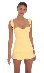 Ruffle Bodycon Dress in Yellow