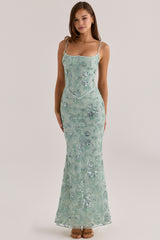 Jade Hand Beaded Embellished Corset Maxi Dress