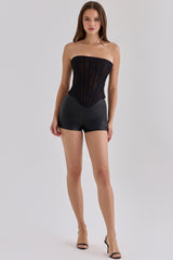 Black Vegan Leather Mini Shorts