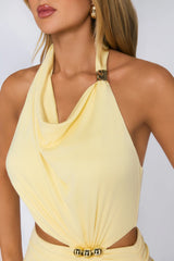 Social Calendar Halter Maxi Dress Yellow