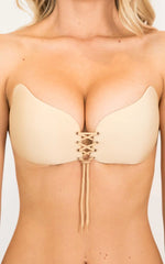 Push Up Stick On Bra Nude with Laces in Cream