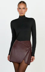 Zia Top - High Neck Long Sleeve Top in Black