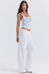 Ivory Linen Mix Trousers