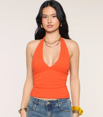 Keep It Cute V-Neck Halter Top