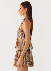 Rhodanthe Drop Waist Mini Dress - Desert Blur