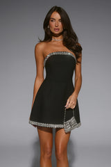 Well Dressed Tonight Embellished Strapless Mini Dress Black