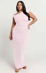 Genie Maxi Dress - Off The Shoulder Dress in Soft Pink