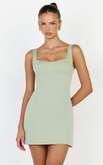 Zaria Mini Dress - Panel Dress in Sage