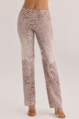 Animal Print Satin Straight Leg Trousers