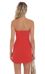 Strapless Mini Dress in Blood Orange