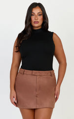 Caitlyn Top - High Neck Sleeveless Tank Top in Black