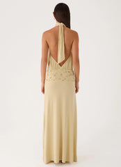 Donyale Halter Maxi Dress - Pale Olive