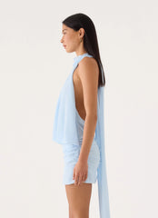 Verbina Scarf Mini Dress - Blue