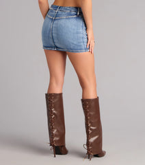 Total Perfection Mid Rise Denim Mini Skort