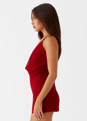 Bohemian Bliss Mesh Mini Dress - Red