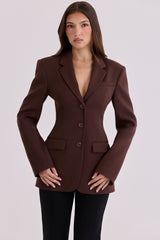 Chocolate Crepe Hourglass Blazer Jacket