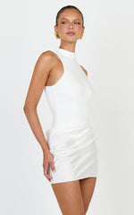 Elodie Mini Dress - Sleeveless Dress Overlay Skirt in White