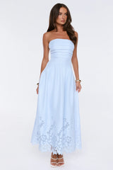 Effortless Statement Strapless Maxi Dress Blue