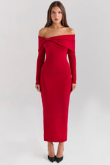 Holly Red Cashmere Blend Midi Skirt