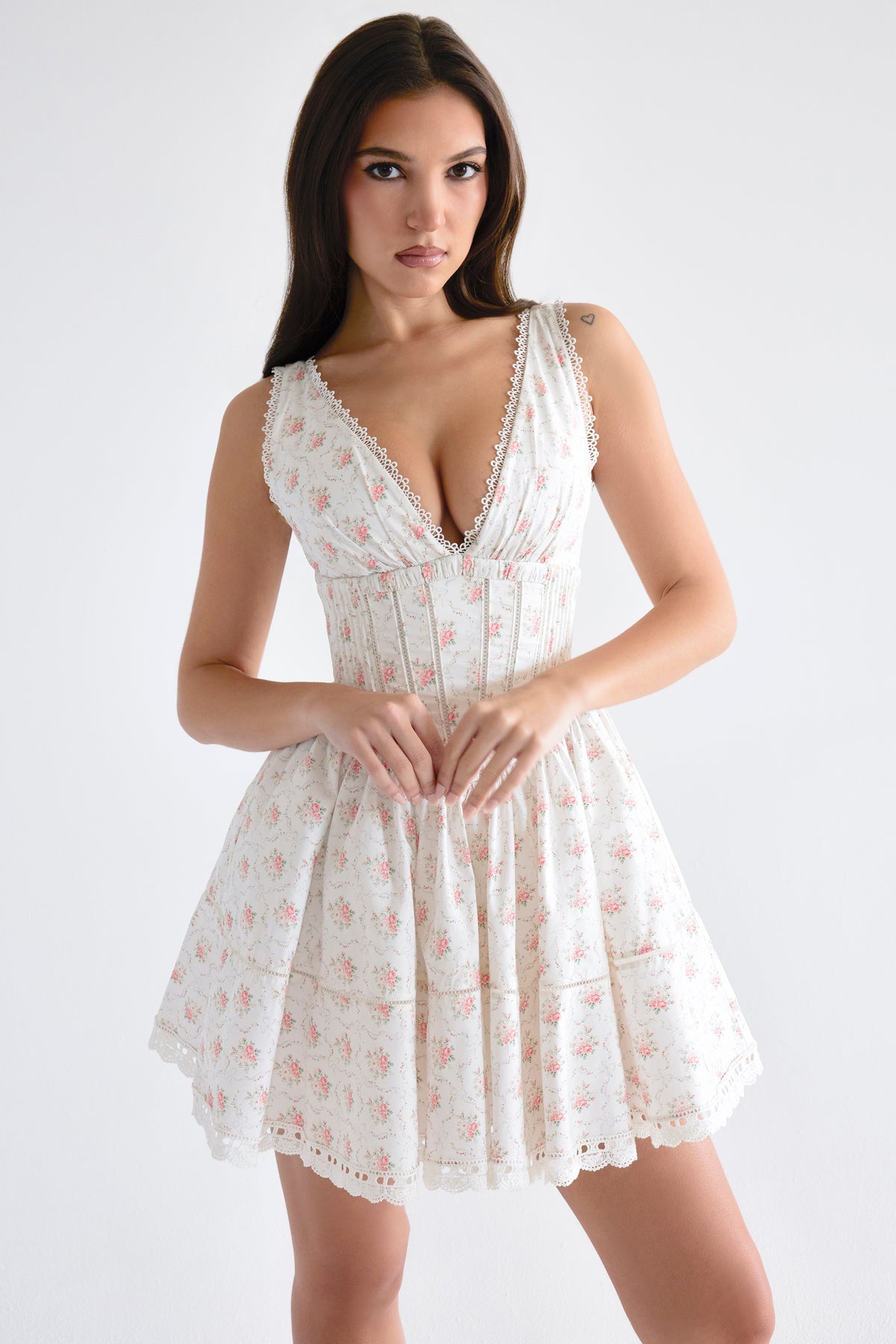 Rose Print Mini Dress
