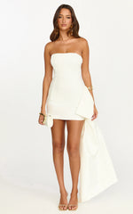 Peony Mini Dress - Strapless Ruched Bodycon Dress in White