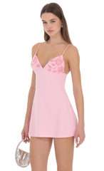 Embellished Mini Dress in Pink