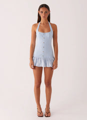 Georgina Denim Mini Dress - Light Blue