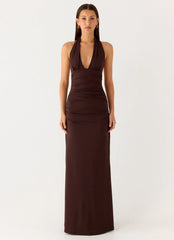 Ilaria Halter Maxi Dress - Chocolate
