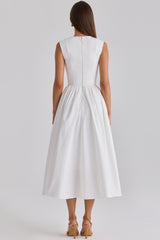 White Cotton Midi Sundress