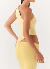 Seranella One Shoulder Maxi Dress - Lemon