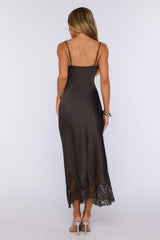Pretty In Charge Satin Maxi Dress Brown
