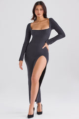 Charcoal Cashmere Knit Maxi Dress