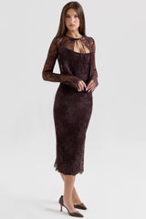 Bitter Chocolate Lace Corset Midi Dress & Bolero