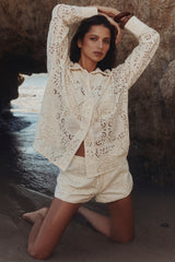 White Cotton Broderie Anglaise Shirt