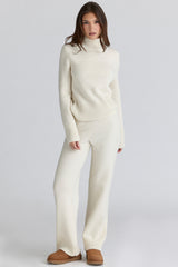 Ivory Merino Wool Roll Neck Sweater