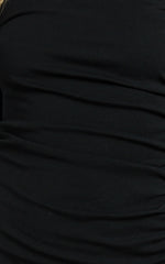 Carla Mini Dress - Rolled High Neck Bodycon Dress in Black