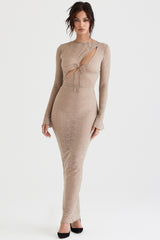 Stone Floral Lace Maxi Dress
