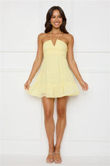 Styled For Sunsets Halter Mini Dress Yellow