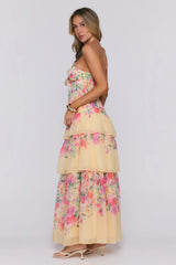 Spark Joy Strapless Maxi Dress Yellow