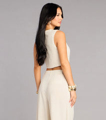 Effortlessly Polished Linen-Blend Cropped Vest