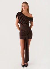 Venissa Mini Dress - Chocolate