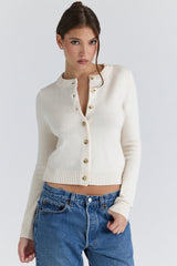 Ivory Cashmere + Merino Wool Cardigan