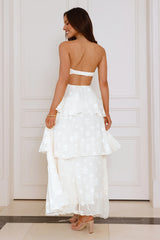 Frost Flare Strapless Maxi Dress White