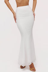 White Broderie Anglaise Cotton Maxi Skirt