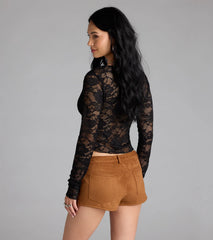 Delicate Flair Floral Lace Tie-Front Top